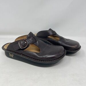 Alegria Classic PG Lite Brown Napa Leather Buckle Clogs Size EUR 38 US 7.5